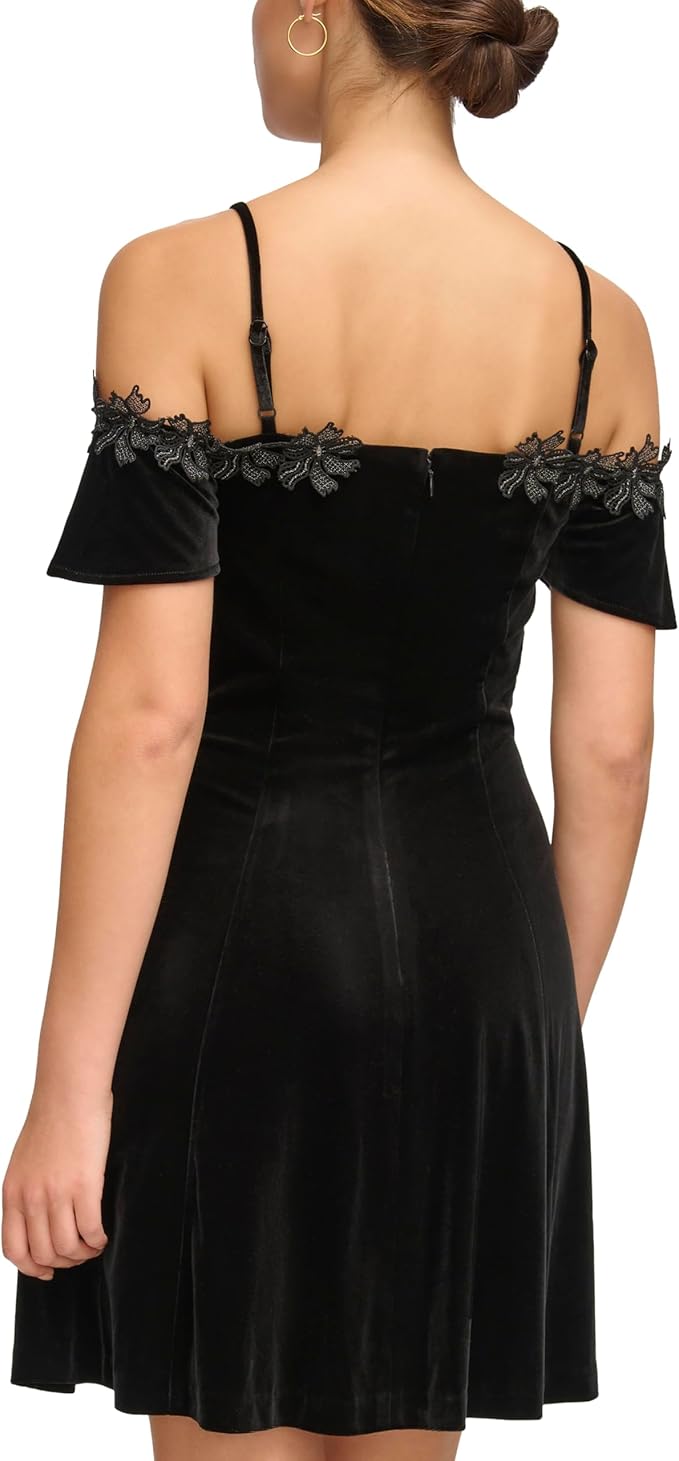 Velvet Off The Shoulder Mini Dress Black - Kensie
