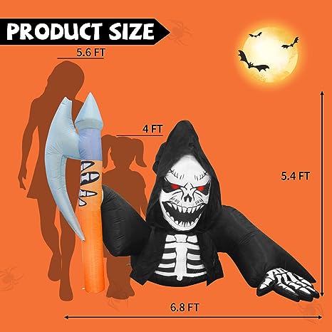 7 FT Long Inflatable Skeleton Ghost