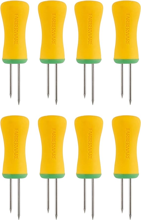 BBQ S8 Interlock Soft Grip Corn Holders, Yellow