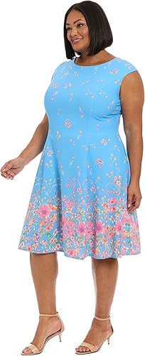 Little Blue/Azalea Pink Dress (Plus Size)- London Times