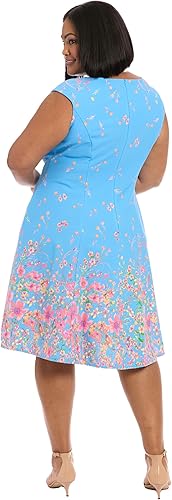 Little Blue/Azalea Pink Dress (Plus Size)- London Times