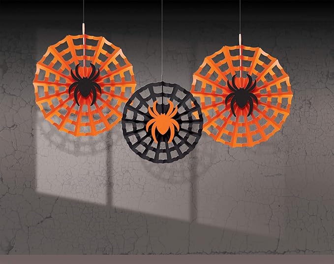 3 Piece Hanging Halloween Party Cobwebs Paper Decorations