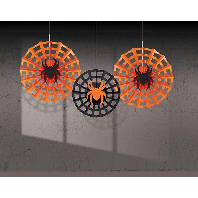 3 Piece Hanging Halloween Party Cobwebs Paper Decorations