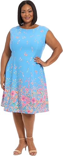 Little Blue/Azalea Pink Dress (Plus Size)- London Times