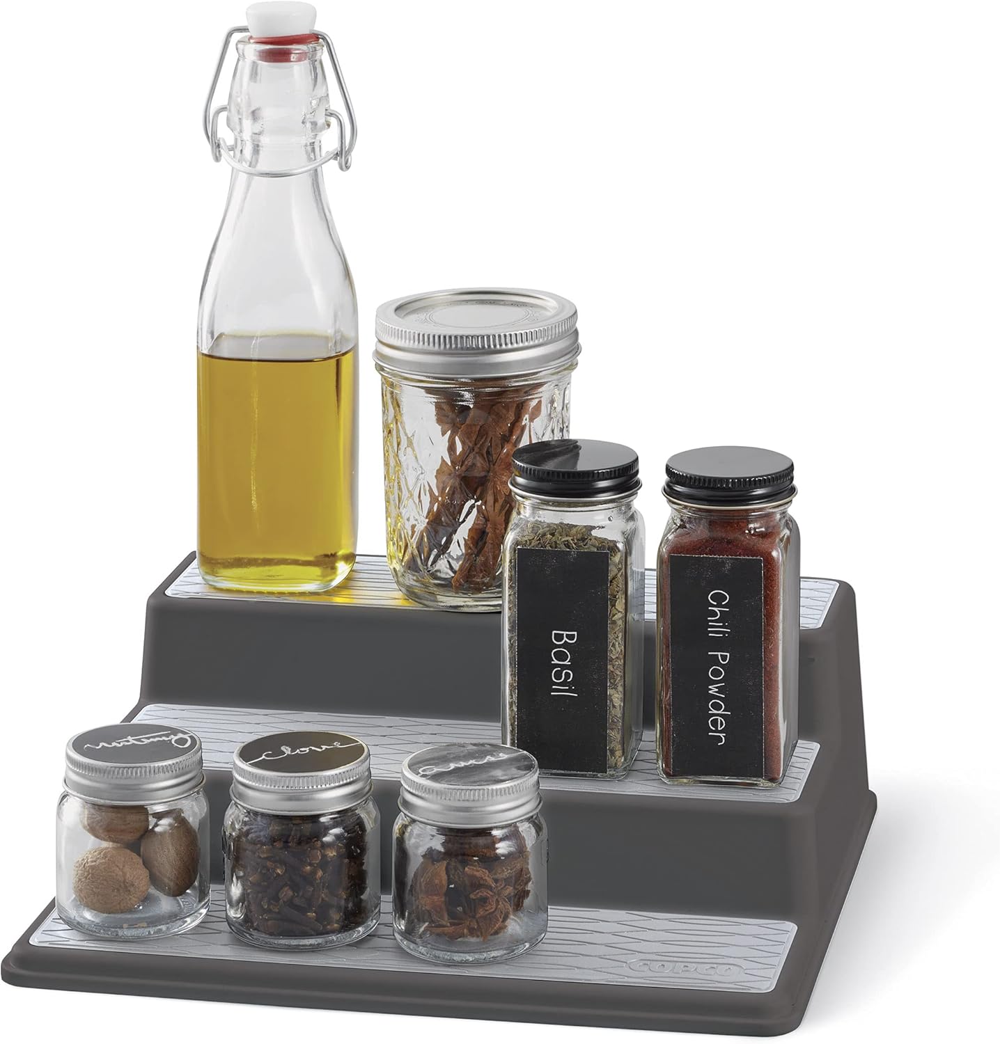 Non-Skid 3-Tier Spice Pantry Kitchen Cabinet Organizer Charcoal