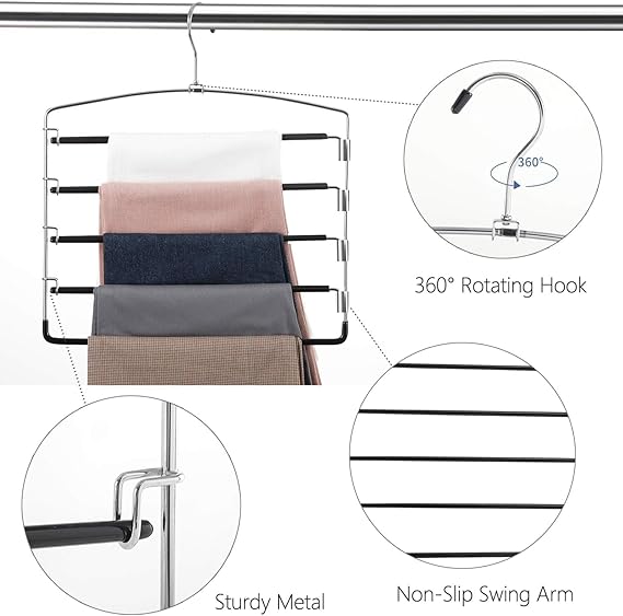 Black/Chrome S/2 4-Tier Pant Hanger