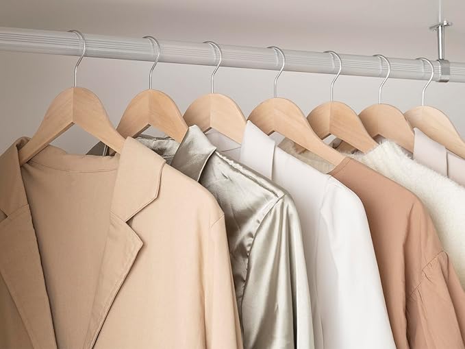 Glossy Natural/Chrome - S/10 Wood Shirt Hanger