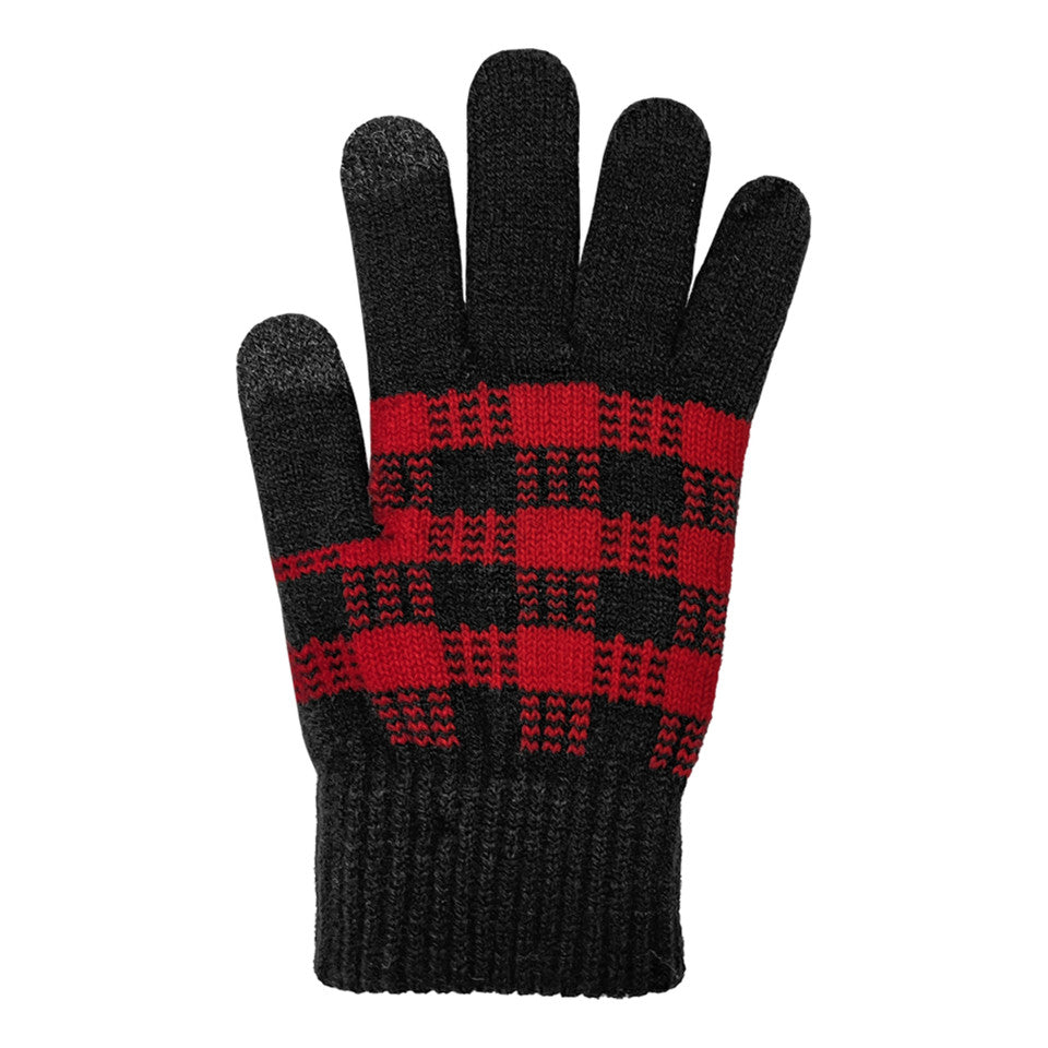 PLAID TOUCHSCREEN STRETCH GLOVE RED
