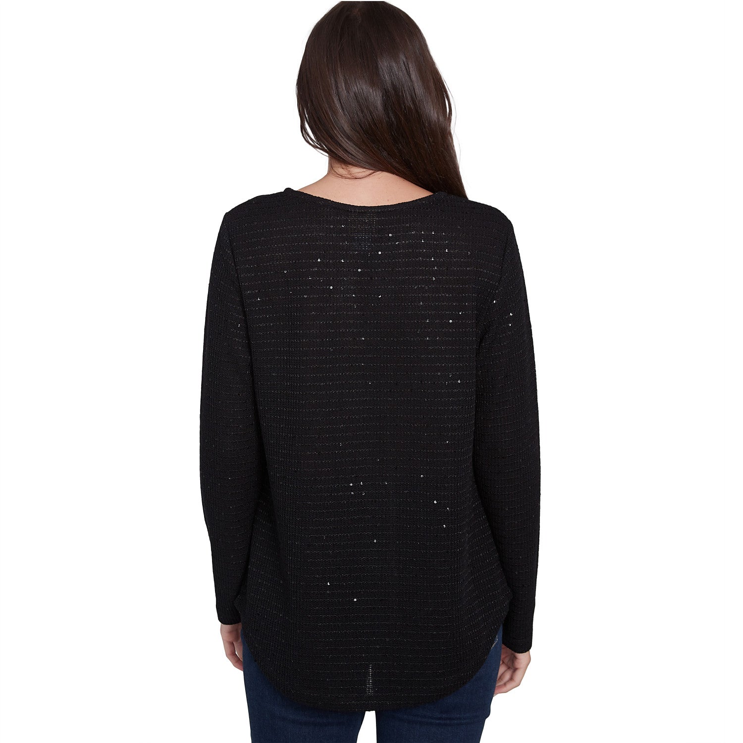 Diamond Detail Sequin Knit Top Black - Ruby Rd
