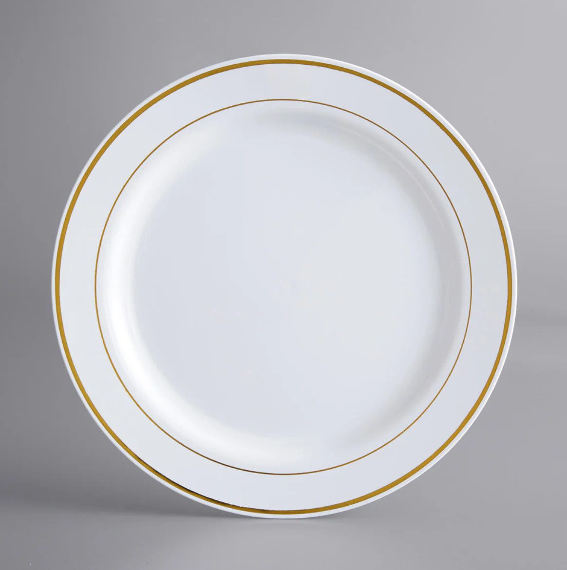 9" WHITE PLATE W/ GOLD HOT STAMP - 8CT