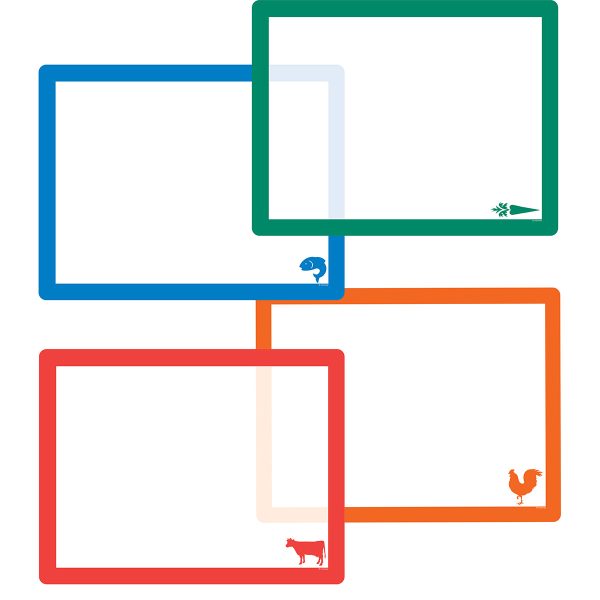 Flexible Cutting Mats Clear with Food Icons Set 4