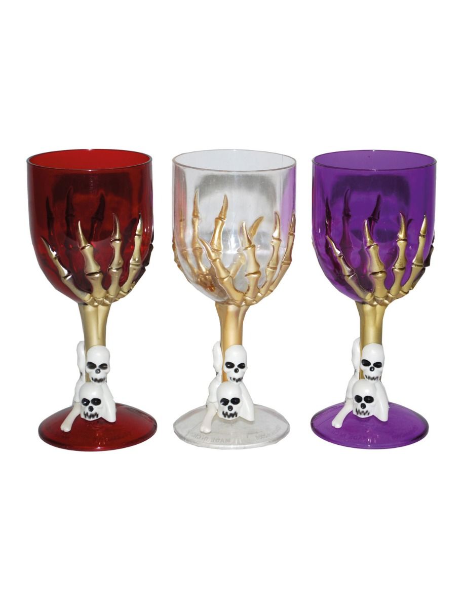 Goblet w/Skull Hand-7.1"-Asst