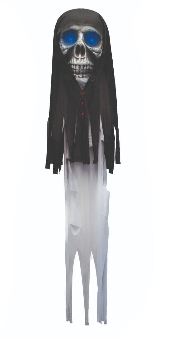 Hanging Décor-Pirate Skulls w/Gauze-Light-71"-MISTY GREY