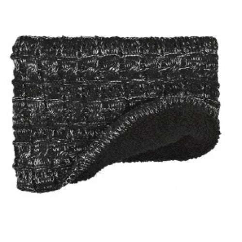 LADIES MELANGE ACRYLIC KNIT NECK WARMER - BLACK/WHITE