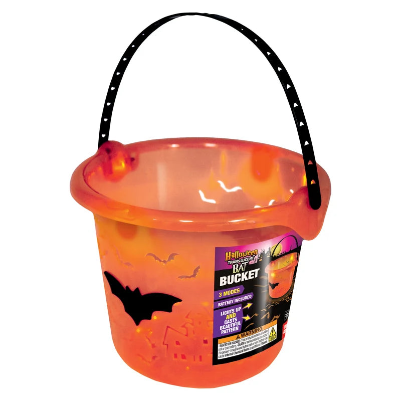 Halloween Translucent Bat LED Bucket Bat Orange