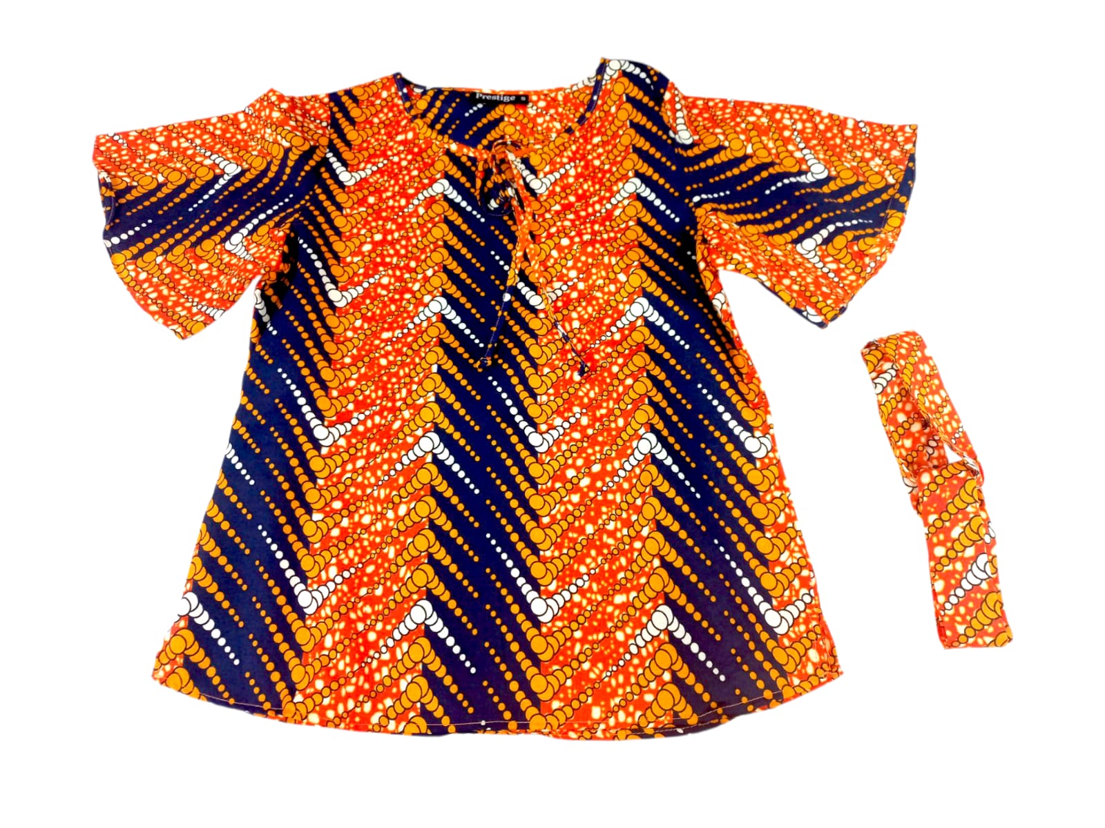 Camisa Dama Naranja-Azul Oscuro (Etnia Negra)