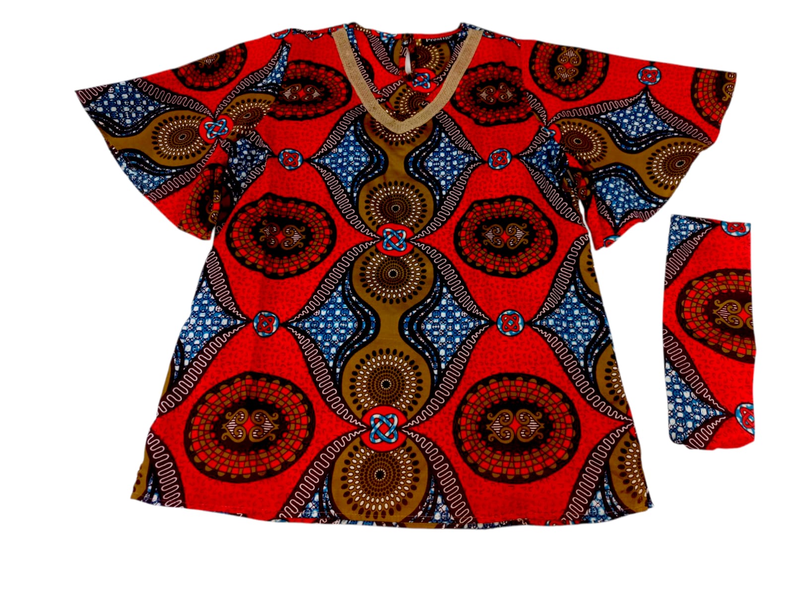 Camisa Dama Naranja-Azul-Mostaza (Etnia Negra)
