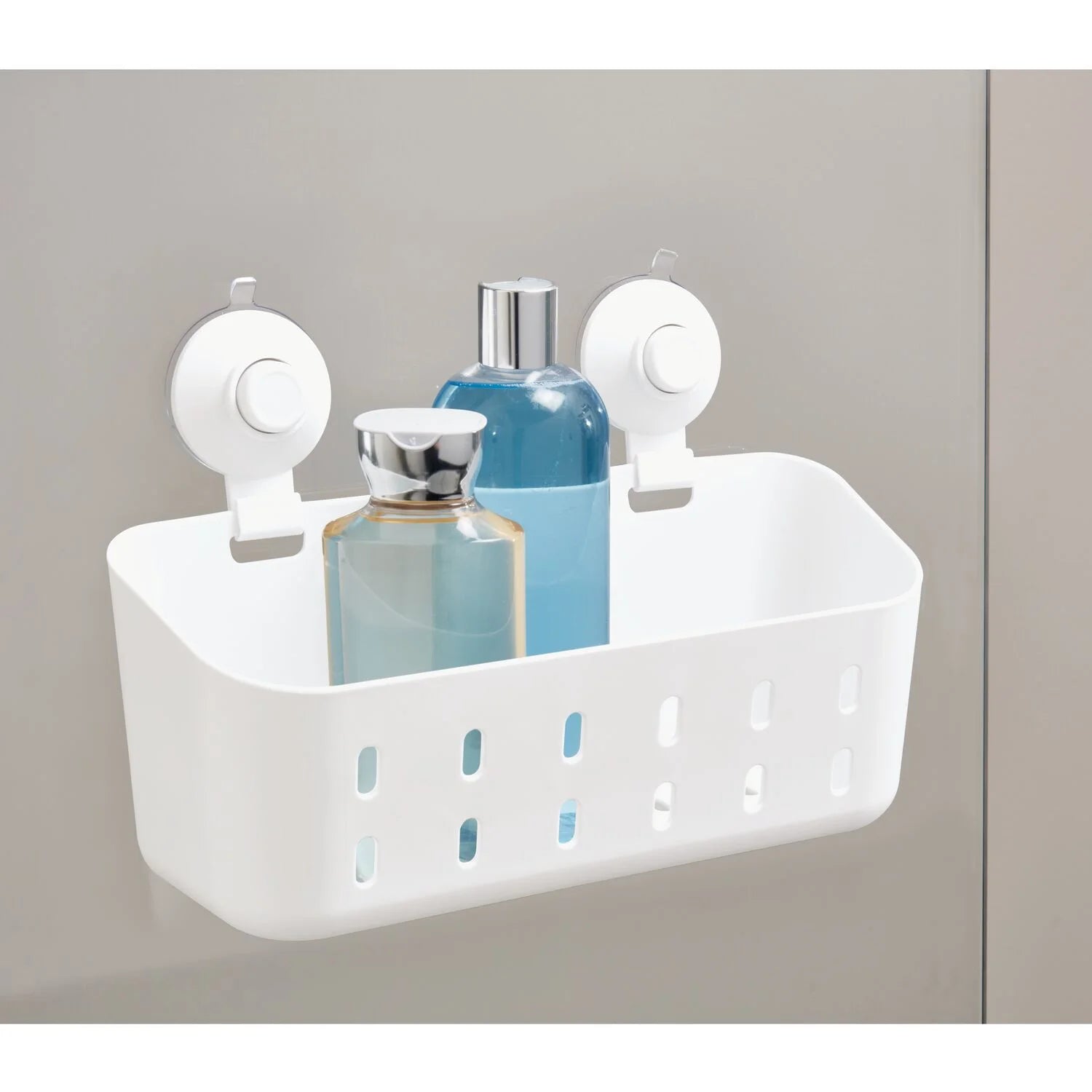 Cade Push Lock Suction Rectangle Basket White