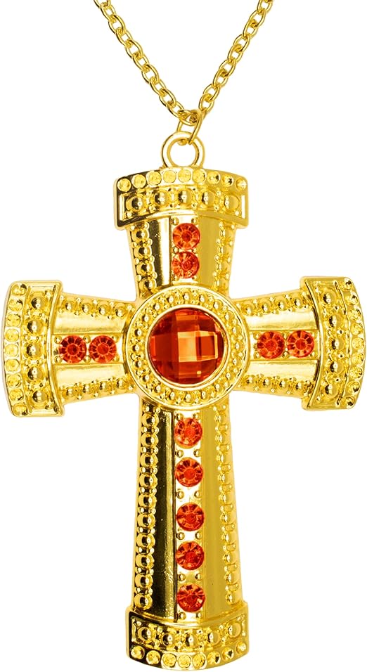 Gold Cross With Red Jewels