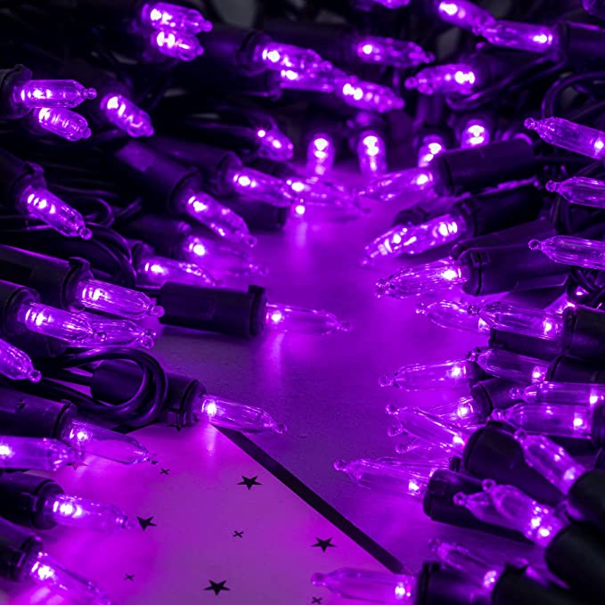 UL 50ct Hllwn String Lights Purplel/Black Wire Tray pack Top Seller