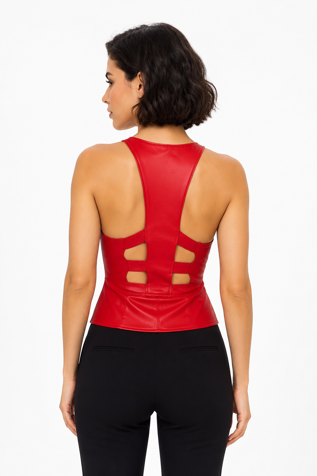 Pu Bustier Red