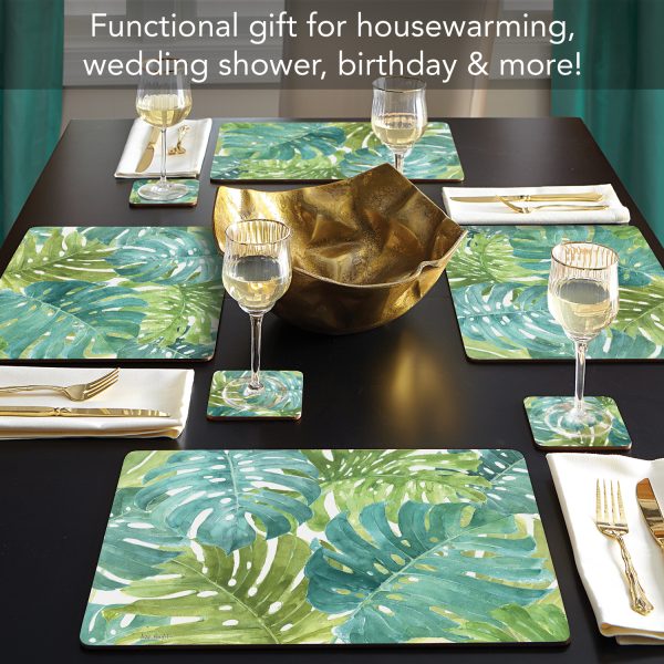 Tropical Green – Hardboard Cork-back Placemats-Boxed Set 4Pk