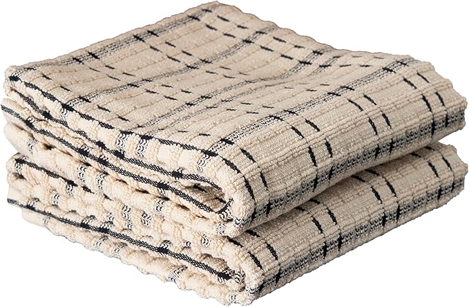 Check Kitchen Towel Black 18 x 28