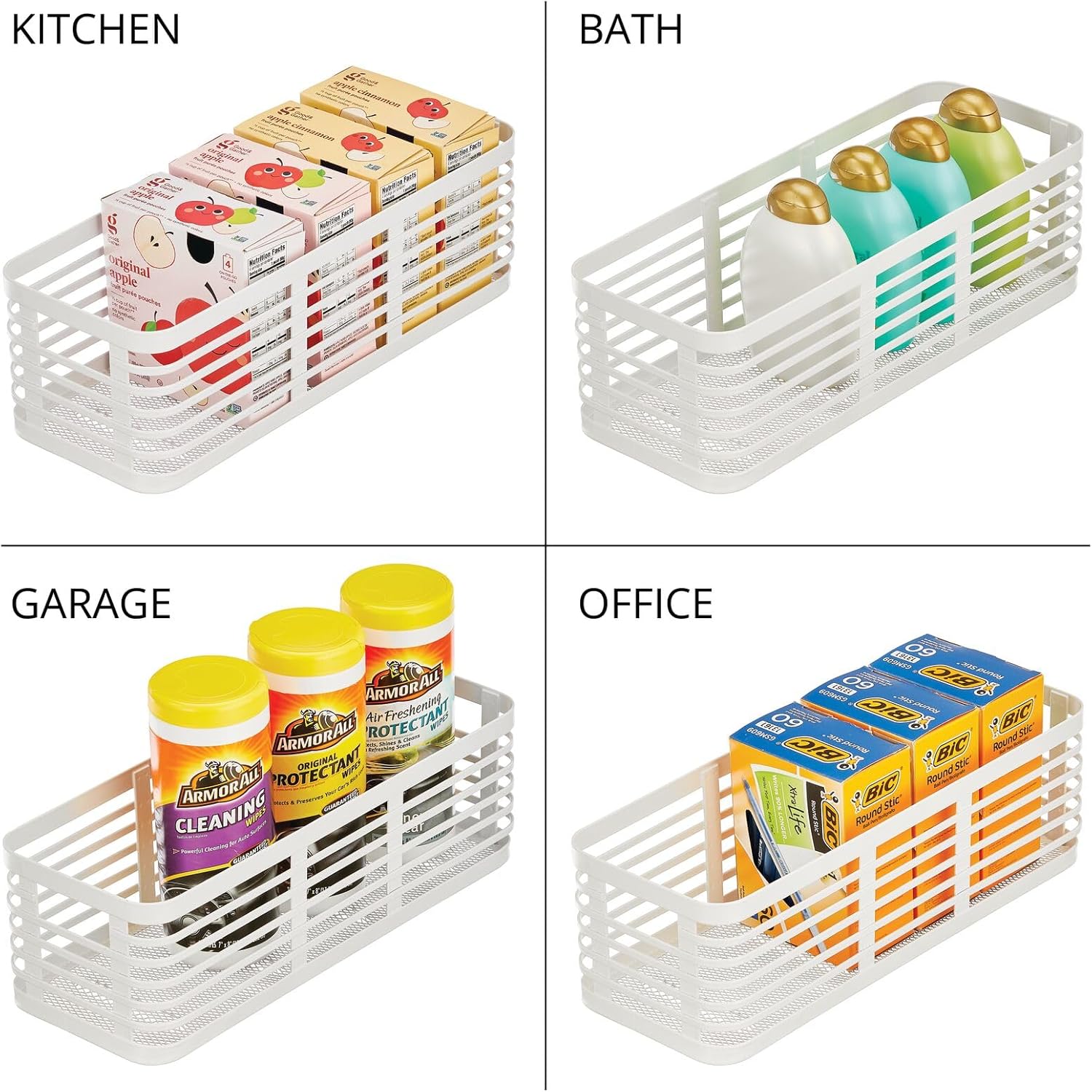 Basket Steel White 16 x 5 x 6