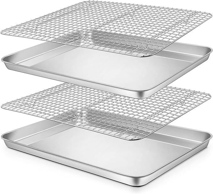 Prism Half Sheet with Oven-Safe Nonstick Grid 4pk