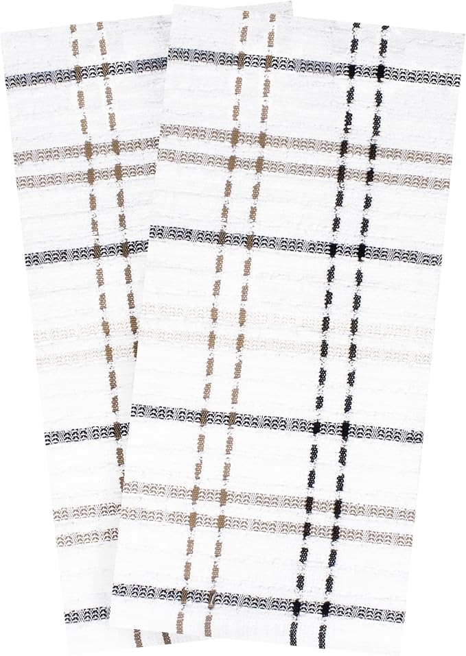 Check Kitchen Towel Latte 18 x 28