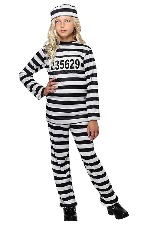 Girl's Striped Prisoner Costume Set