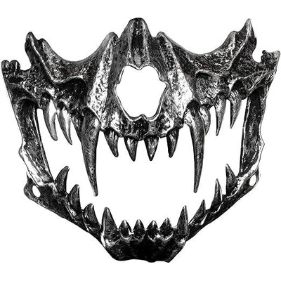 Máscara de calavera plateada de medio vampiro