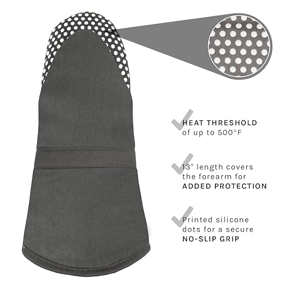 Oven Mitt With Silicone Dots Graphite 13"