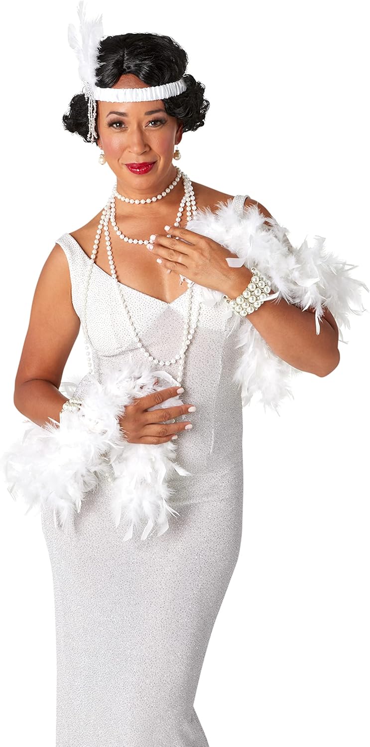 Charleston Flapper Headband White