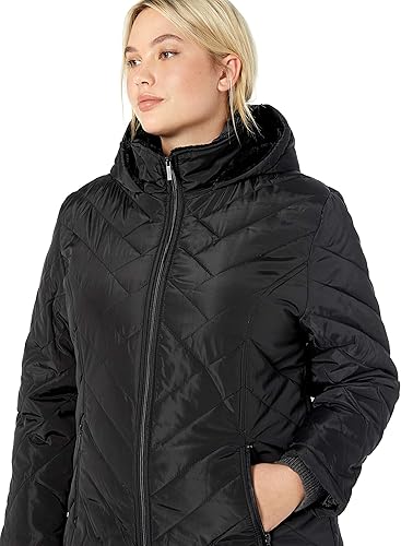 Multi Quilted Puffer with / Black Wood Plus Black