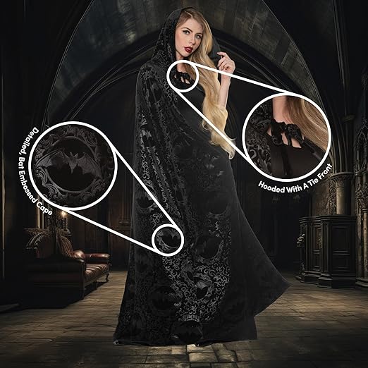 Hooded Vampire Cape Black
