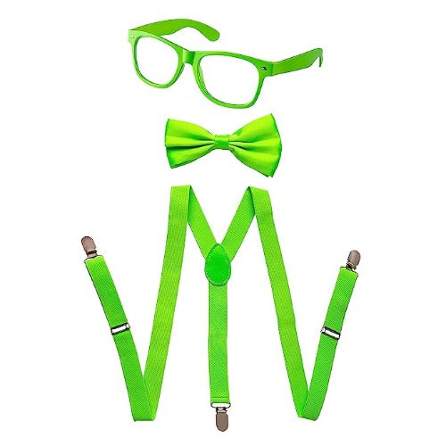 Neon Suspender Set - Green