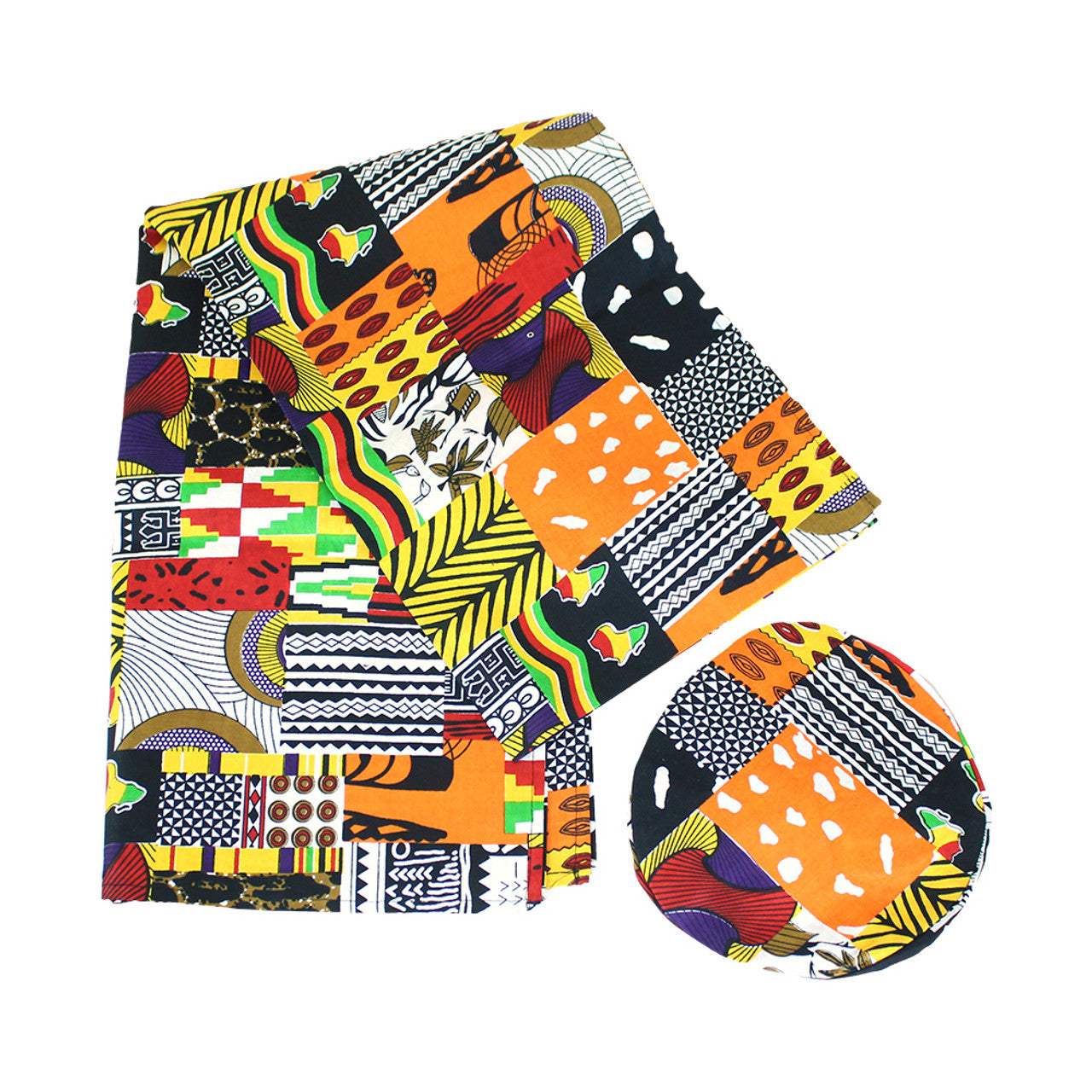 B African Print Hat & Head Wrap Set