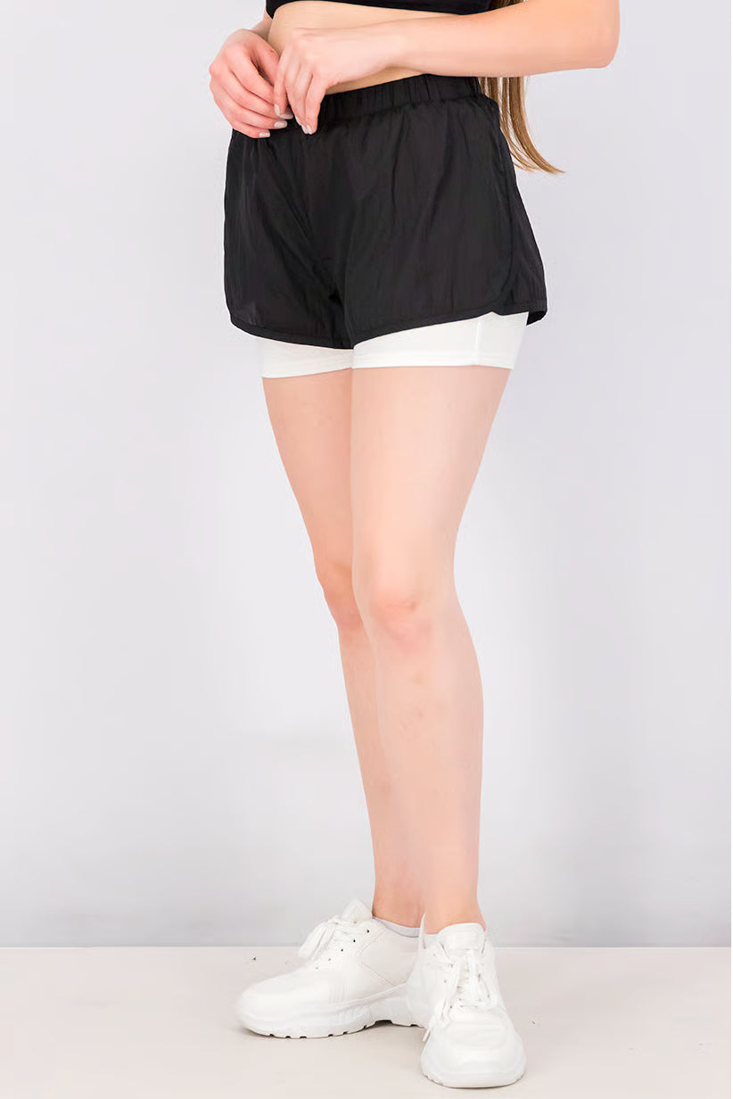 Solid Shorts w/ Contrast Biker Lining Black