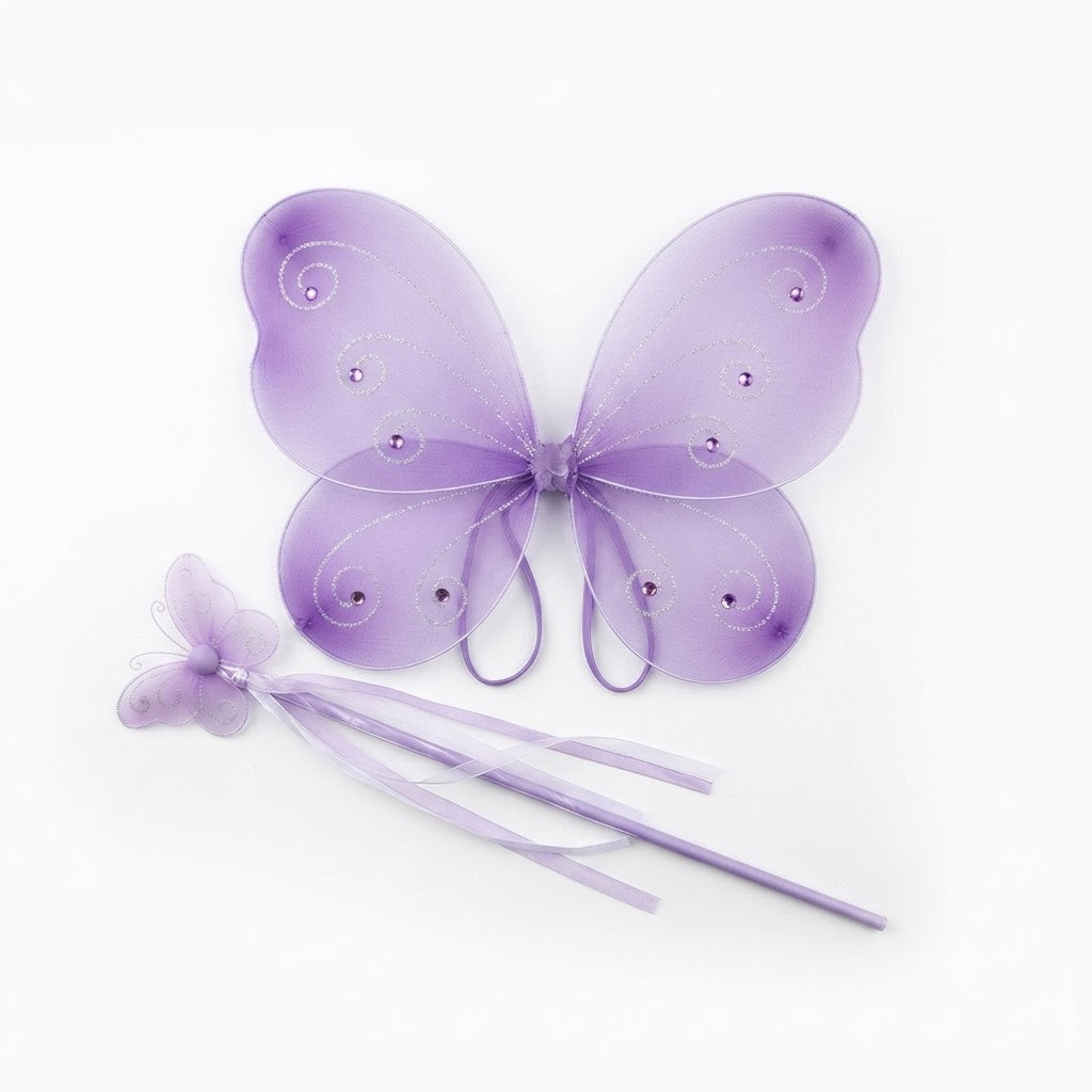 16" Purple Butterfly's Wings Wand Set