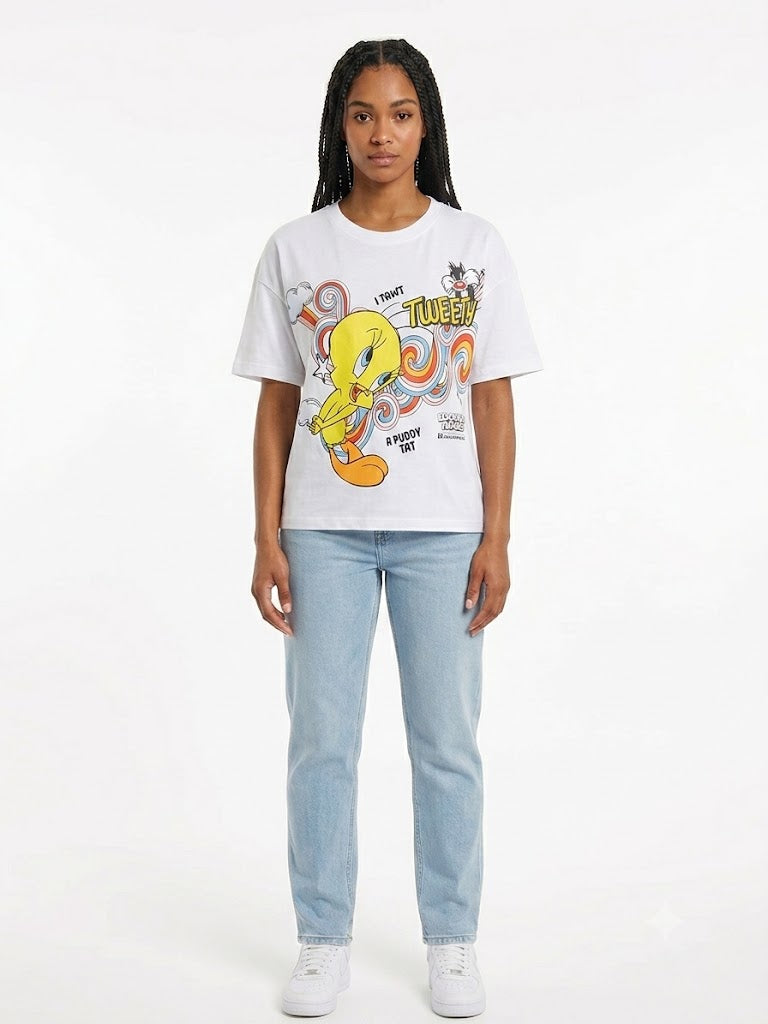 Tweety Boxy Crop Tee Ivory
