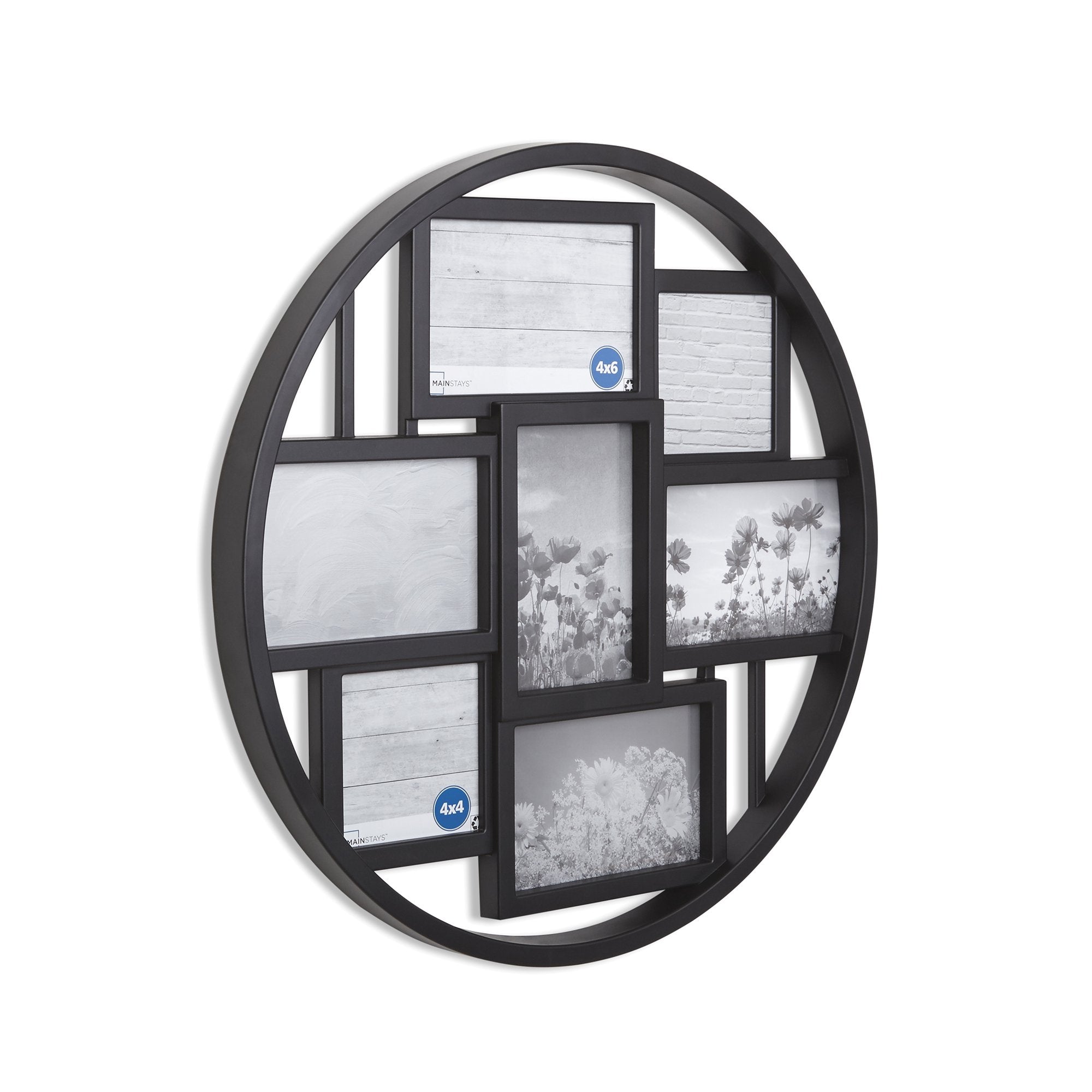 7-Opening Round Collage Picture Frame - Black - 4" x 6" & 4" x 4"