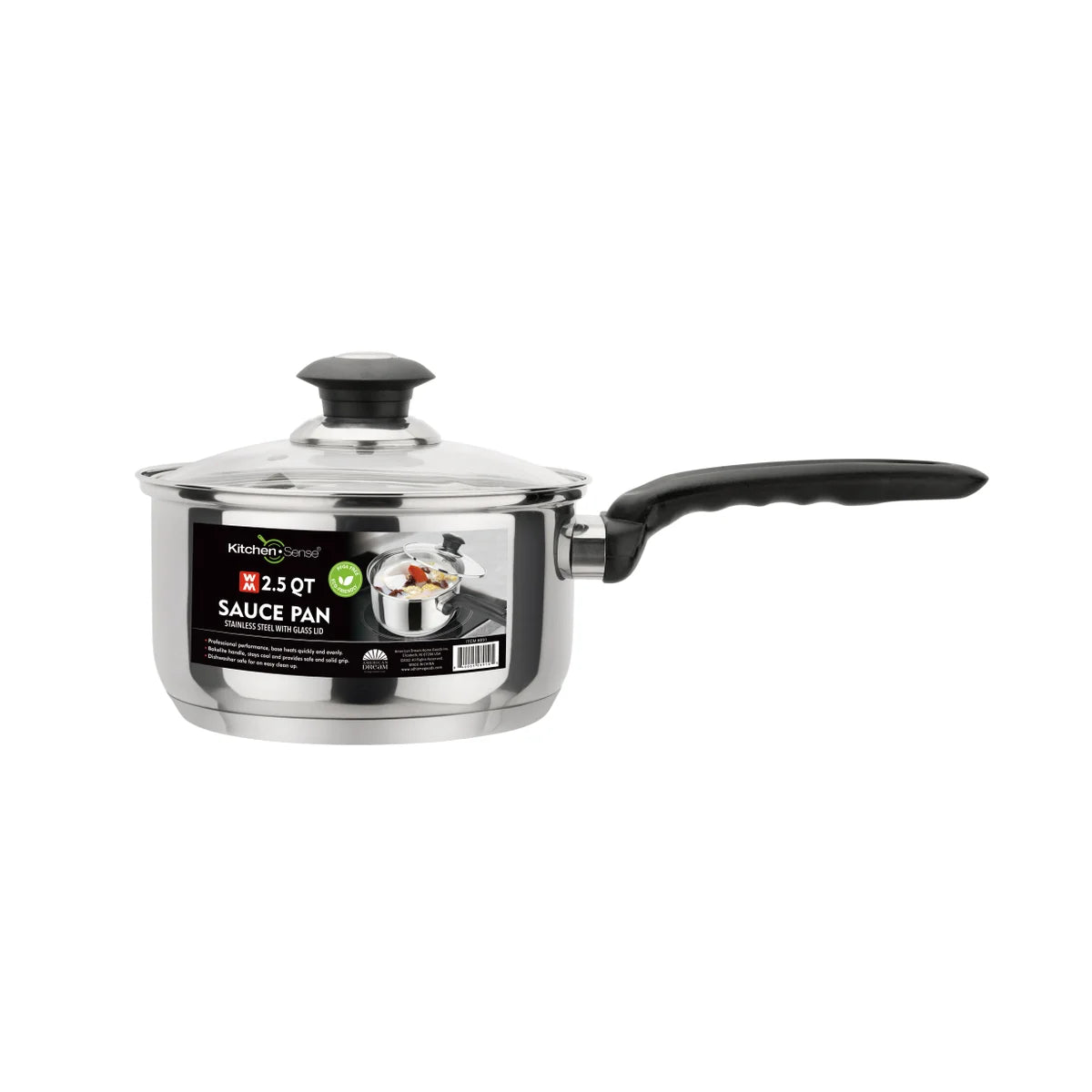 Stainless Steel Sauce pan W/ Glass Lid--2.5QT