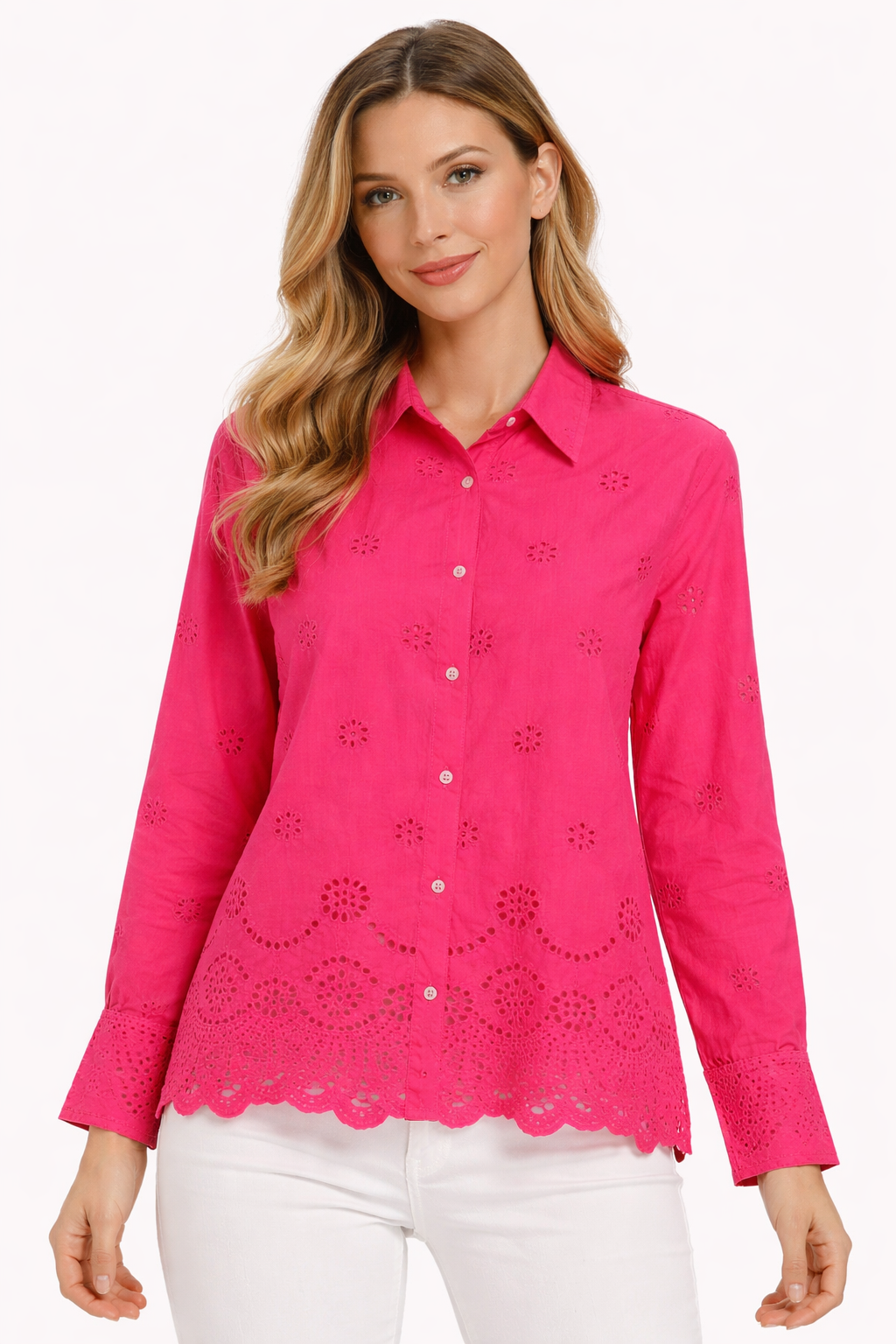 Long Sleeve Eyelet Top Prim Rose - Nanette Lepore