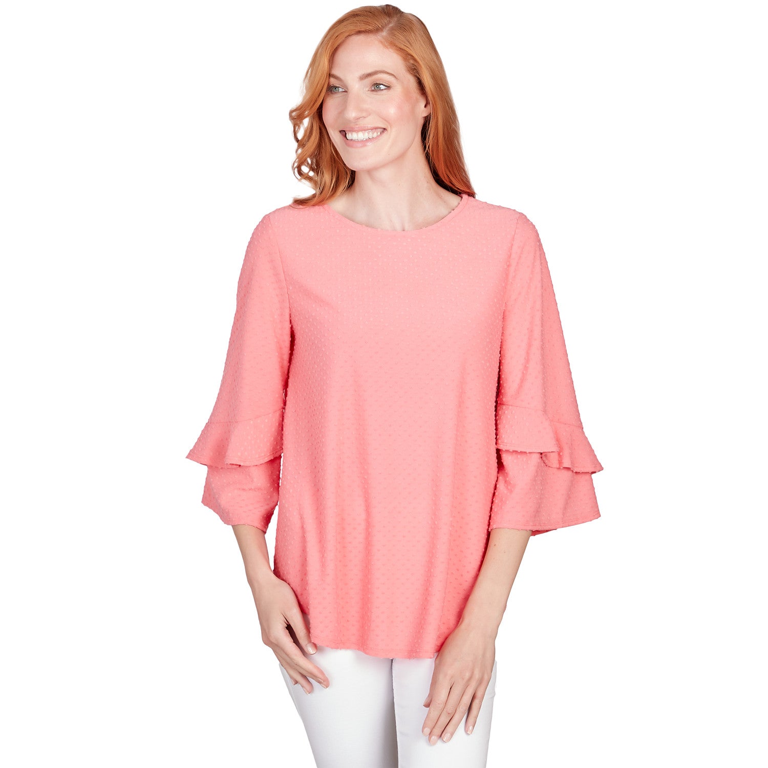 Swiss Dot Textured Solid Party Top - Ruby Rd