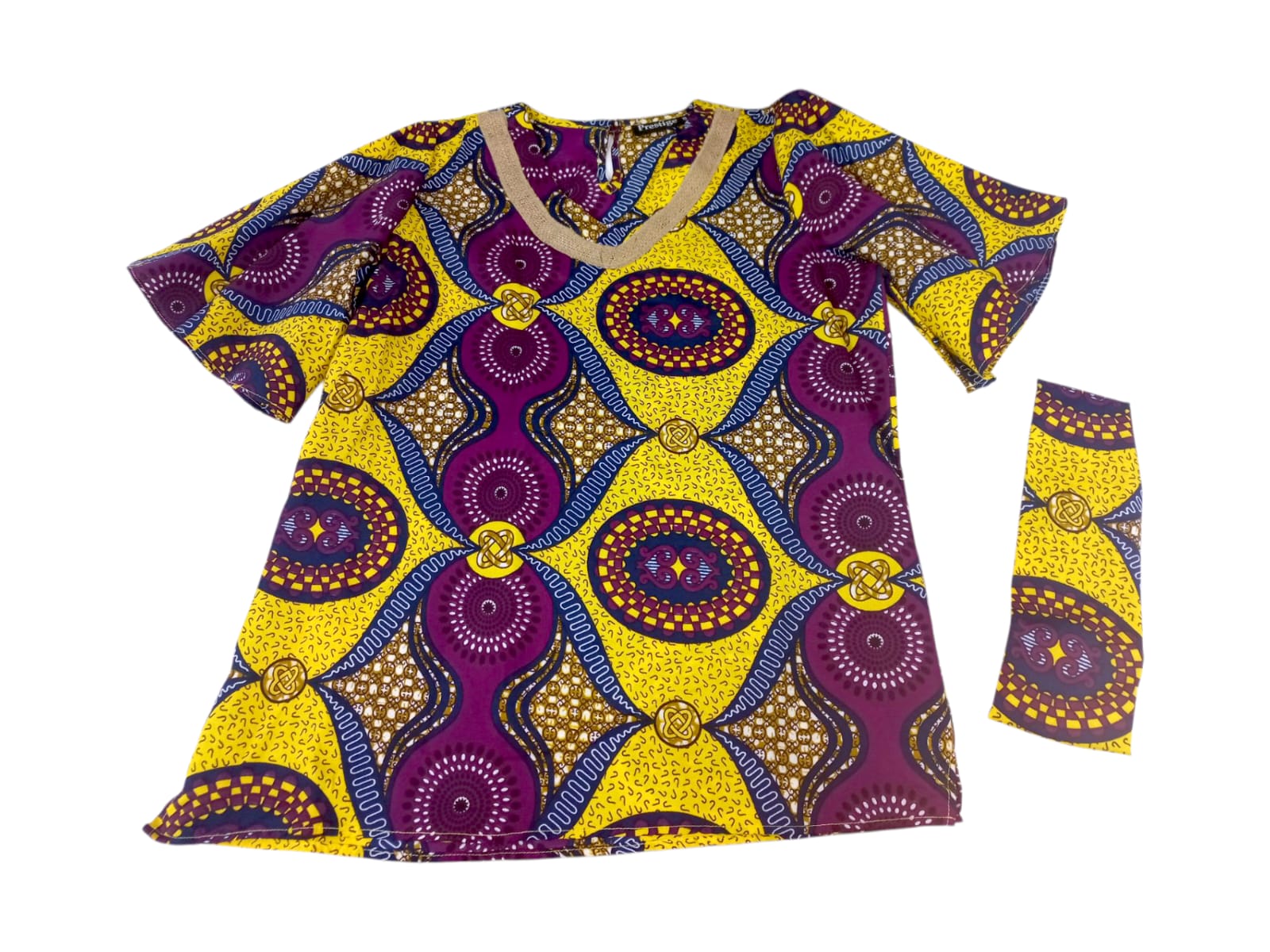 Camisa Dama Amarillo-Morado-Azul (Etnia Negra)