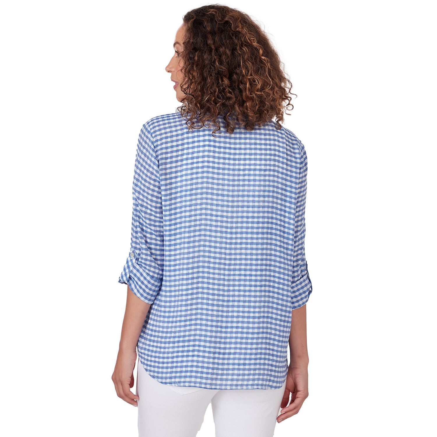 Gingham Silky Slub Top Blue Moon - Ruby Rd