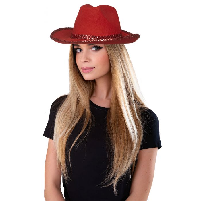 Sequin Cowboy Hat Red