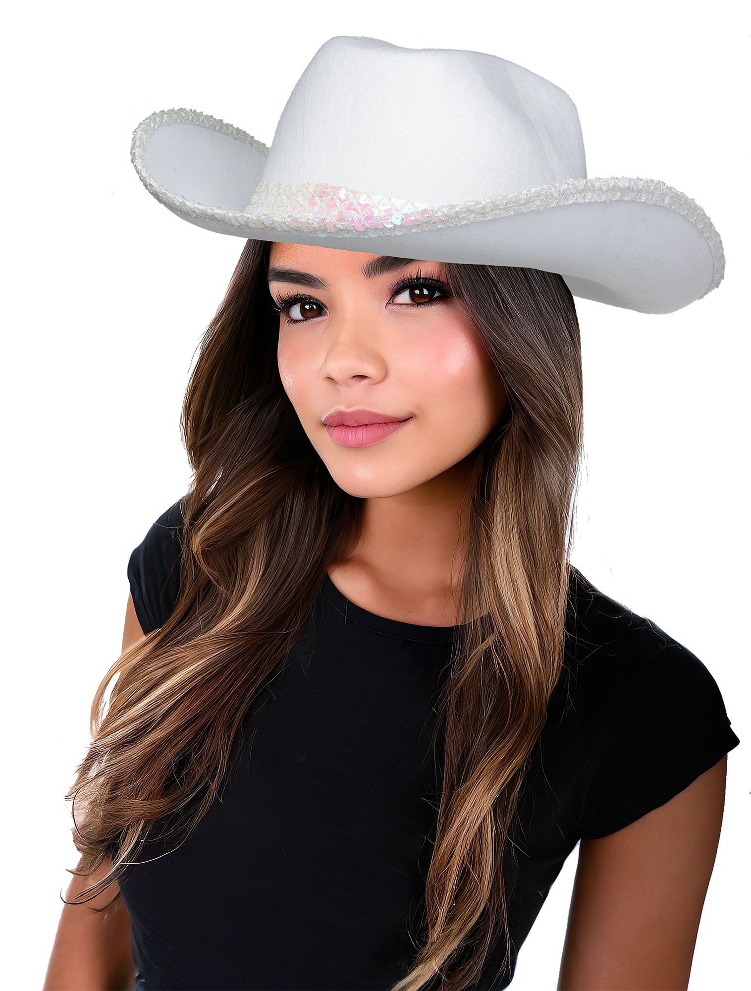 Sequin Cowboy Hat White