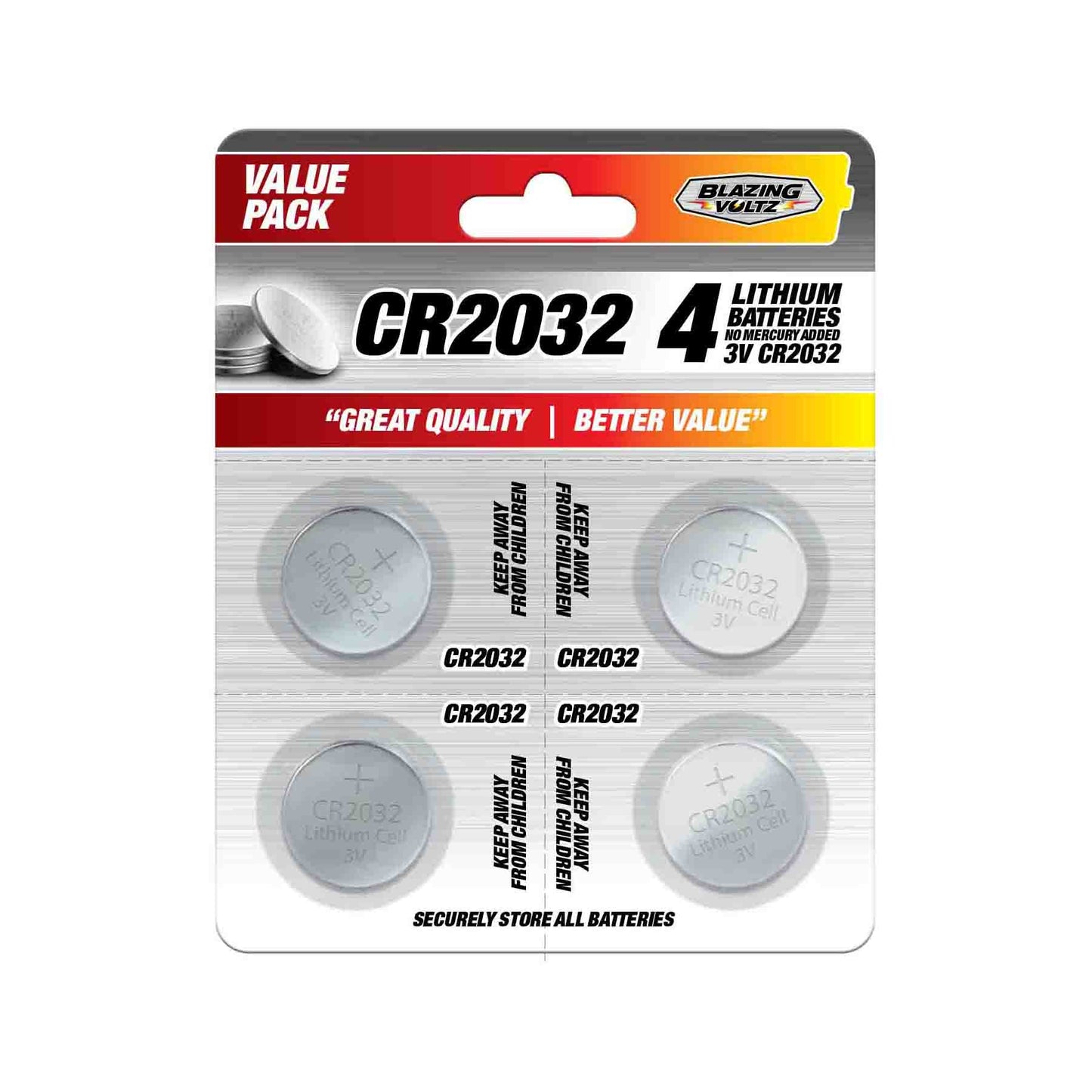 CR2032 4pk , Lithium